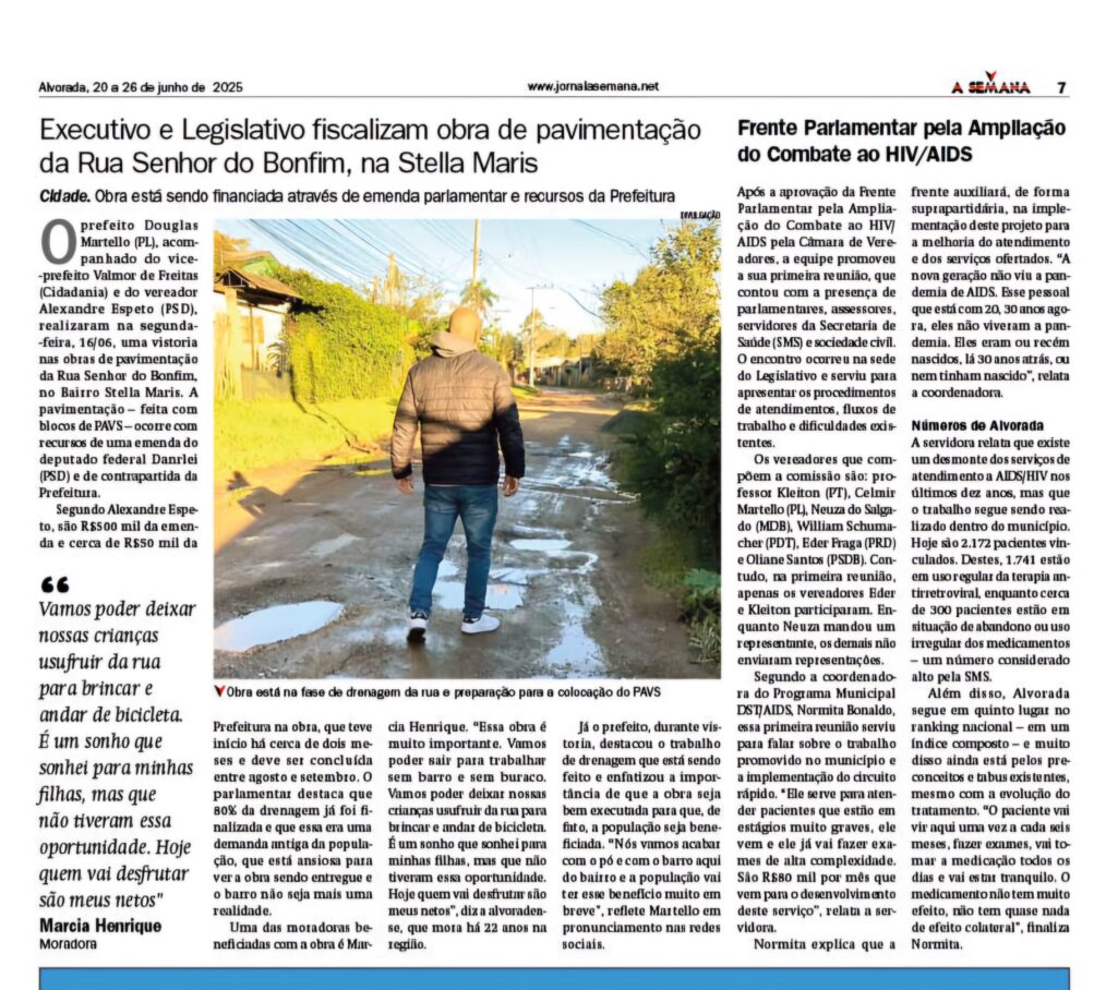 Na mídia: Alexandre Espeto acompanha obra realizada com recursos de emenda parlamentar de Danrlei