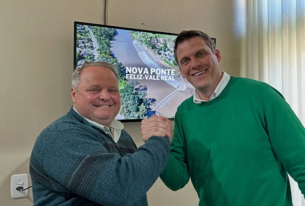 Júnior Freiberger e Marcelo Bettega anunciam contratação do anteprojeto de Nova Ponte sobre o Rio Caí